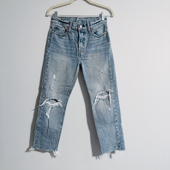 Levi’s - Wedgie Style Light Wash Distressed Jeans - Picture 1 of 5